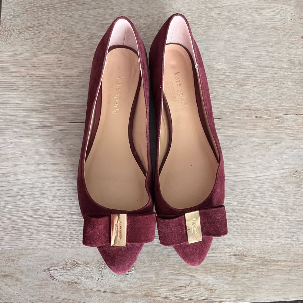 Kate‎ Spade • Like New Burgundy “Norah” Suede Flats